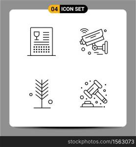 Stock Vector Icon Pack of 4 Line Signs and Symbols for catalog, wifi, food, internet of things, environment Editable Vector Design Elements