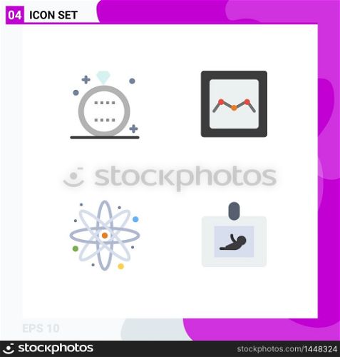 Stock Vector Icon Pack of 4 Line Signs and Symbols for celebration, energy, ring, chart, baby Editable Vector Design Elements