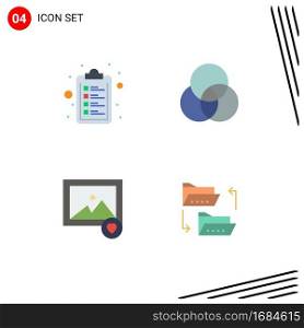 Stock Vector Icon Pack of 4 Line Signs and Symbols for check list, folder, circles, favorite, file Editable Vector Design Elements