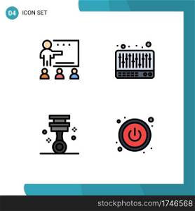 Stock Vector Icon Pack of 4 Line Signs and Symbols for class, garage, school, music, tools Editable Vector Design Elements