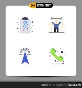 Stock Vector Icon Pack of 4 Line Signs and Symbols for clipboard, electric tower, tactics, fitness, power Editable Vector Design Elements