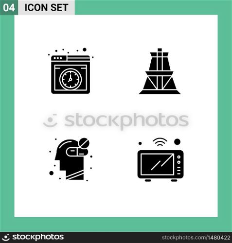 Stock Vector Icon Pack of 4 Line Signs and Symbols for cloud, healthcare, online, transmission, medicine Editable Vector Design Elements