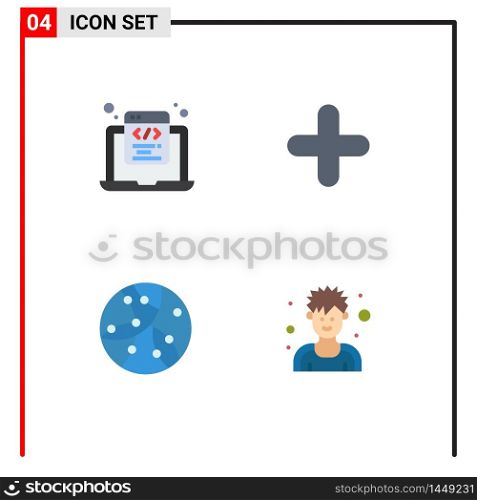 Stock Vector Icon Pack of 4 Line Signs and Symbols for coding, global, programming, new, network Editable Vector Design Elements
