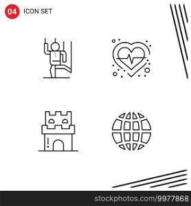 Stock Vector Icon Pack of 4 Line Signs and Symbols for command, beach, manipulate, heart, holiday Editable Vector Design Elements