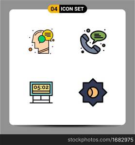 Stock Vector Icon Pack of 4 Line Signs and Symbols for communication, game, mind, phone, scoreboard Editable Vector Design Elements