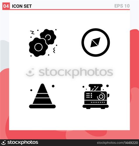 Stock Vector Icon Pack of 4 Line Signs and Symbols for cookies, road, compass, alert, electrical Editable Vector Design Elements
