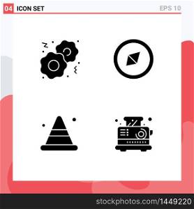 Stock Vector Icon Pack of 4 Line Signs and Symbols for cookies, road, compass, alert, electrical Editable Vector Design Elements