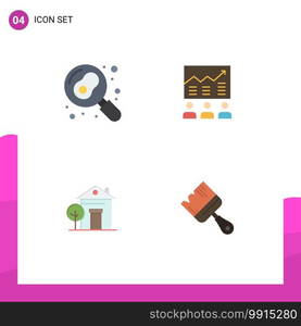 Stock Vector Icon Pack of 4 Line Signs and Symbols for cooking, graph, egg, business, building Editable Vector Design Elements