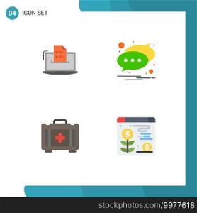 Stock Vector Icon Pack of 4 Line Signs and Symbols for features, message, online, web, medical Editable Vector Design Elements