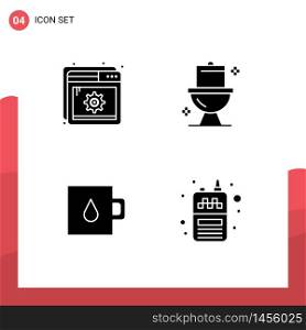Stock Vector Icon Pack of 4 Line Signs and Symbols for help, chamber, setting, toilet, phone Editable Vector Design Elements
