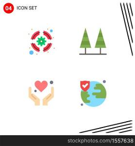Stock Vector Icon Pack of 4 Line Signs and Symbols for lifebuoy, hand, support team, nature, love Editable Vector Design Elements