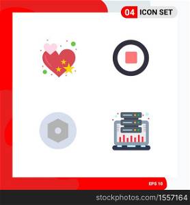 Stock Vector Icon Pack of 4 Line Signs and Symbols for love, analysis, media, internal, hosting Editable Vector Design Elements