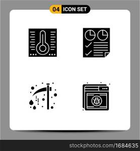 Stock Vector Icon Pack of 4 Line Signs and Symbols for mercury, celebration, data, report, holiday Editable Vector Design Elements