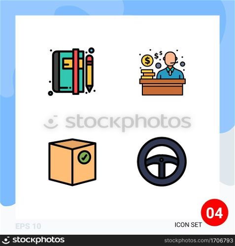 Stock Vector Icon Pack of 4 Line Signs and Symbols for notepad, check, blog, customer, e Editable Vector Design Elements