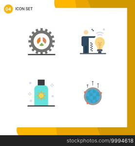Stock Vector Icon Pack of 4 Line Signs and Symbols for options, protection, web design, man, sun Editable Vector Design Elements