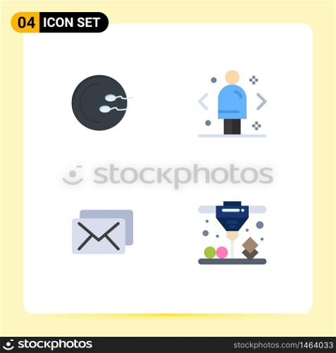 Stock Vector Icon Pack of 4 Line Signs and Symbols for process, business, medicine, decision, message Editable Vector Design Elements