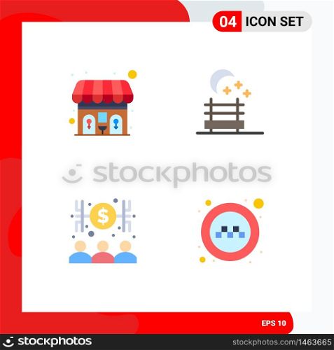 Stock Vector Icon Pack of 4 Line Signs and Symbols for public, public, nature, capitalist, signs Editable Vector Design Elements