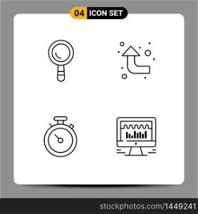 Stock Vector Icon Pack of 4 Line Signs and Symbols for search, pin, arrows, compass, server Editable Vector Design Elements