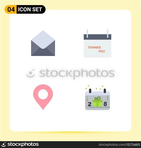 Stock Vector Icon Pack of 4 Line Signs and Symbols for sms, marker, message, season, calendar Editable Vector Design Elements