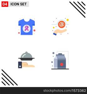 Stock Vector Icon Pack of 4 Line Signs and Symbols for world, food, health, message, restaurant Editable Vector Design Elements