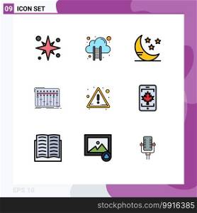 Stock Vector Icon Pack of 9 Line Signs and Symbols for alert, music, stairs, mixer, console Editable Vector Design Elements
