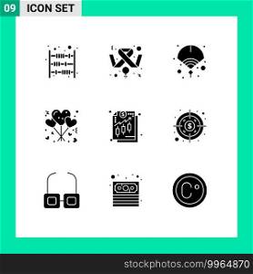 Stock Vector Icon Pack of 9 Line Signs and Symbols for analysis, love, feminism, lifestyle, year Editable Vector Design Elements