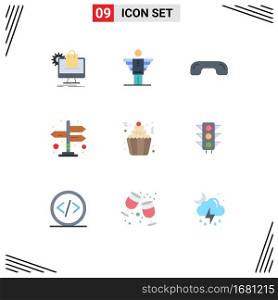 Stock Vector Icon Pack of 9 Line Signs and Symbols for arrows, directions, freedom, up, hang up Editable Vector Design Elements