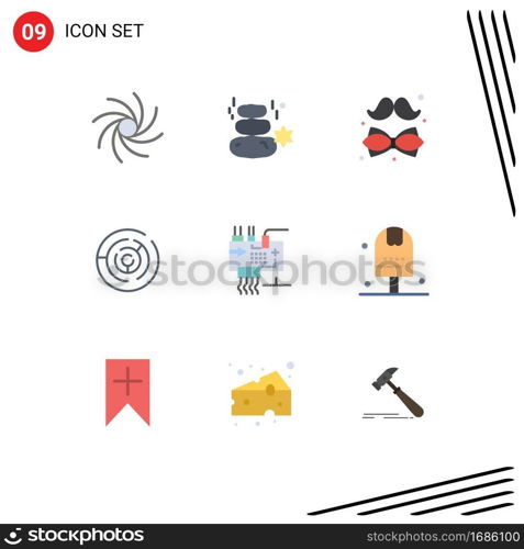 Stock Vector Icon Pack of 9 Line Signs and Symbols for assemble, labyrinth, bow, circle maze, day Editable Vector Design Elements