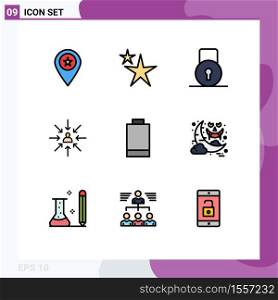 Stock Vector Icon Pack of 9 Line Signs and Symbols for battery, focus, key, choose, candidate Editable Vector Design Elements