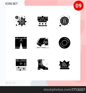Stock Vector Icon Pack of 9 Line Signs and Symbols for business, sport, internet, pants, celebration Editable Vector Design Elements
