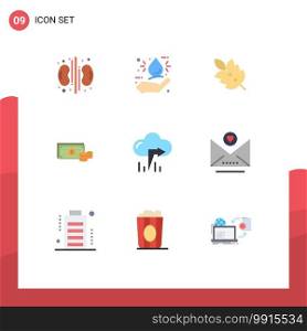 Stock Vector Icon Pack of 9 Line Signs and Symbols for business, finance, ecology, coins, spring Editable Vector Design Elements
