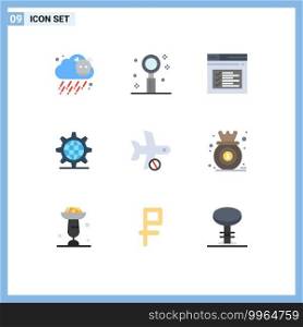 Stock Vector Icon Pack of 9 Line Signs and Symbols for cancel, server, internet, internet, text Editable Vector Design Elements