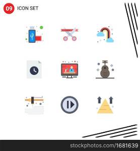 Stock Vector Icon Pack of 9 Line Signs and Symbols for classic, media, rainbow, communication, file Editable Vector Design Elements
