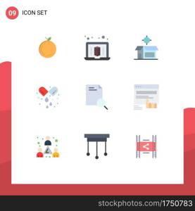 Stock Vector Icon Pack of 9 Line Signs and Symbols for click, file, product, research, medicine Editable Vector Design Elements