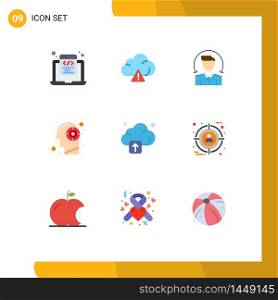Stock Vector Icon Pack of 9 Line Signs and Symbols for cloud, mind, user, human, goal Editable Vector Design Elements