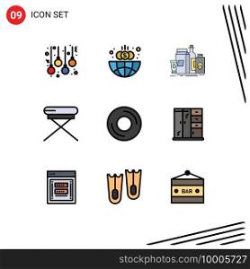 Stock Vector Icon Pack of 9 Line Signs and Symbols for computers, interior, packaging, furniture, bottle Editable Vector Design Elements