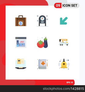 Stock Vector Icon Pack of 9 Line Signs and Symbols for crane, supermarket, arrow, shopping, graphics Editable Vector Design Elements