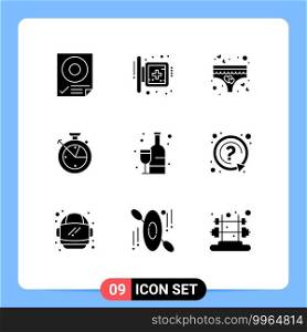 Stock Vector Icon Pack of 9 Line Signs and Symbols for data scince, time, sign, measure, panties Editable Vector Design Elements
