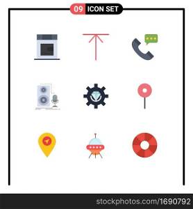 Stock Vector Icon Pack of 9 Line Signs and Symbols for develop, sound, contact, record, mic Editable Vector Design Elements