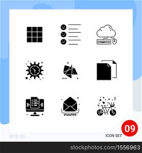 Stock Vector Icon Pack of 9 Line Signs and Symbols for effects, watch, keyboard, time, gear Editable Vector Design Elements