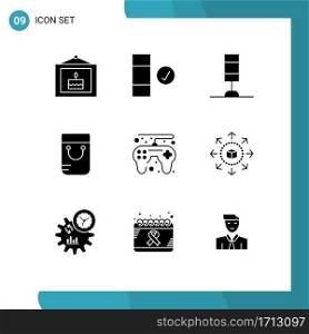 Stock Vector Icon Pack of 9 Line Signs and Symbols for eshop, play, lamp, game, school Editable Vector Design Elements