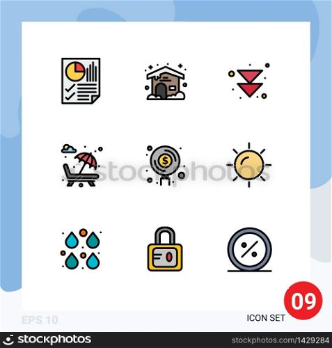 Stock Vector Icon Pack of 9 Line Signs and Symbols for find, valentine&rsquo;s day, arrow, romance, fountain Editable Vector Design Elements
