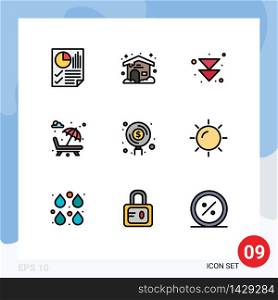 Stock Vector Icon Pack of 9 Line Signs and Symbols for find, valentine&rsquo;s day, arrow, romance, fountain Editable Vector Design Elements