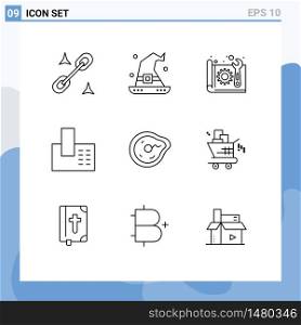 Stock Vector Icon Pack of 9 Line Signs and Symbols for future, phone, blue print, home, appliances Editable Vector Design Elements