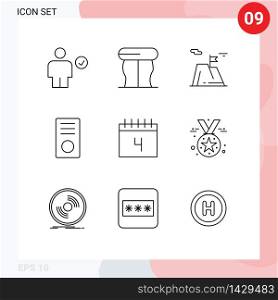 Stock Vector Icon Pack of 9 Line Signs and Symbols for hardware, devices, flag, desktop, land Editable Vector Design Elements
