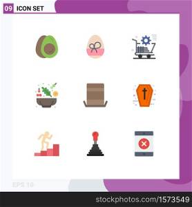 Stock Vector Icon Pack of 9 Line Signs and Symbols for hat, salad, cart, lettuce, store Editable Vector Design Elements
