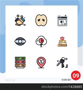 Stock Vector Icon Pack of 9 Line Signs and Symbols for human, eye, kitchen, website, plugin Editable Vector Design Elements