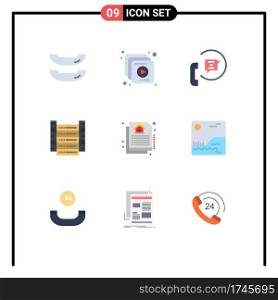 Stock Vector Icon Pack of 9 Line Signs and Symbols for image, estate, phone, document, information Editable Vector Design Elements