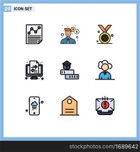 Stock Vector Icon Pack of 9 Line Signs and Symbols for knowledge, transfer, money, transaction, banking Editable Vector Design Elements