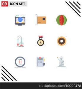 Stock Vector Icon Pack of 9 Line Signs and Symbols for lab, chemistry, hardware, testing, melon Editable Vector Design Elements